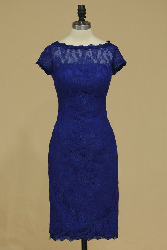 Royal Blue Mermaid Short Homecoming Dress With Lace    cg10410