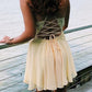 Lace Up Back Short Yellow Homecoming Dress  cg10431