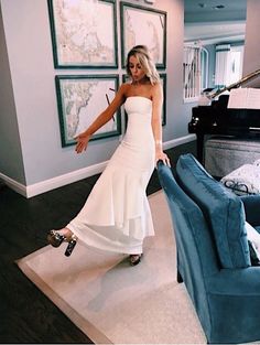 Mermiad White Long Prom Dress   cg10494