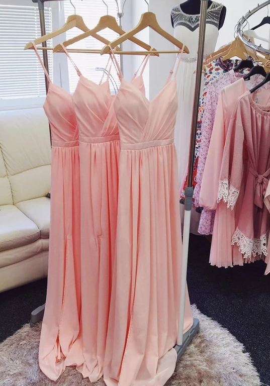 Pink chiffon long prom dress simple evening dress   cg10508