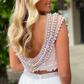 WHITE ROUND NECK TULLE LACE TWO PIECES LONG PROM DRESS WHITE FORMAL DRESS   cg10517