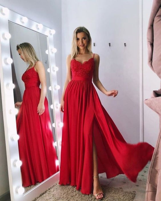 Sexy Straps Lace Chiffon Red Bridesmaid Dresses Prom Dress  cg10599