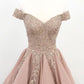 Elegant off shoulder lace long prom dress, lace evening dress cg1061