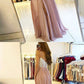 Charming A Line Sweetheart Split White and Blush Lace Long Prom Dresses, Elegant Formal Evening Party Dresses cg1068
