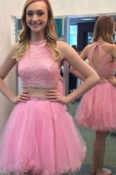 Two Piece Lace Homecoming Dress homecoming dresses   cg10734