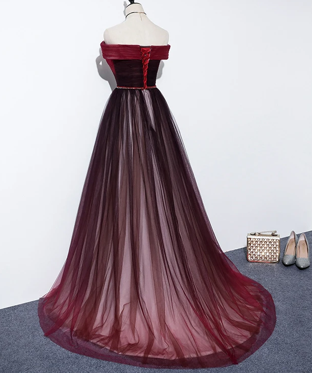 Beautiful Dark Red Gradient Sweetheart Wedding Party Dress, A-Line Evening Dress prom Dress   cg10819