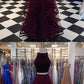 Simple Two Pieces Burgundy Long Prom Dress, Burgundy Evening Dress cg1086
