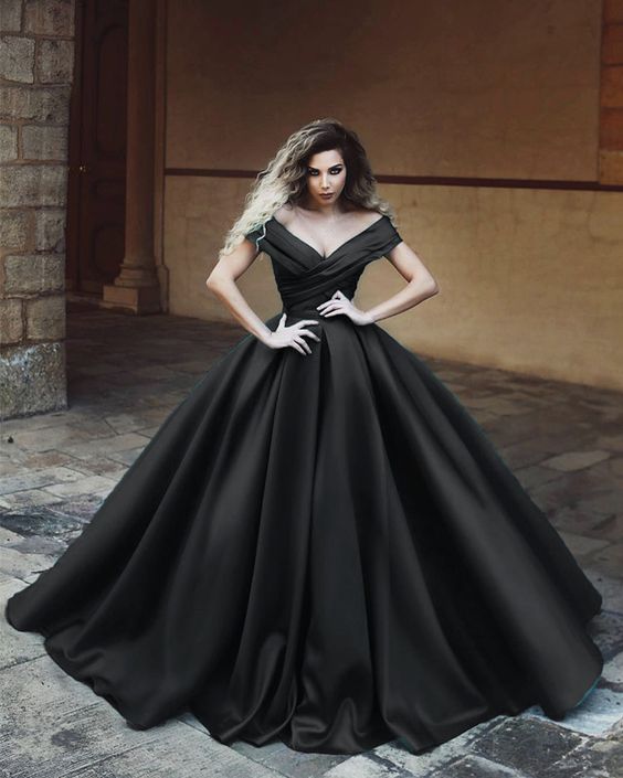 Charming satin ball gown prom dresses black satin quinceanera gown   cg10891