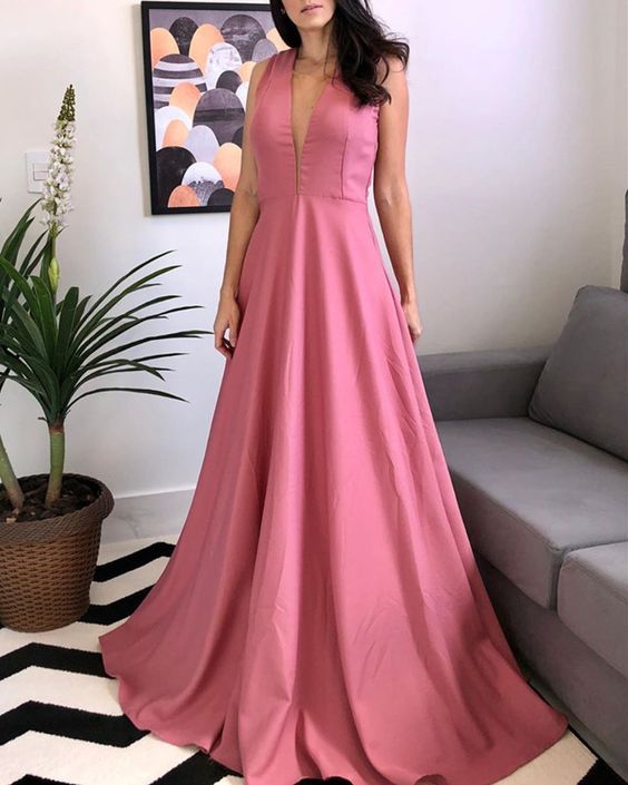rose pink satin bridesmaid prom dresses for beach weddings  cg10993