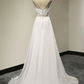 White Chiffon Simple Beaded Round Neckline Long Prom Dress, White Formal Dress   cg11045