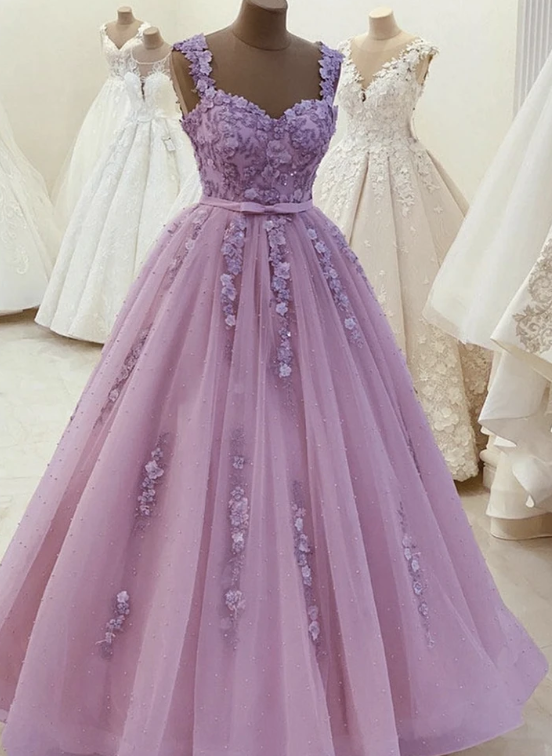 Elegant A line lace pearl long ball gown prom dress   cg11076