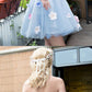 A-Line Strapless Short Light Blue Tulle Homecoming Dress with Flowers,Simple Homecoming Dresses cg1111