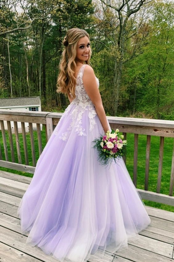 Lavender Appliques Long Prom Evening Dress    cg11188