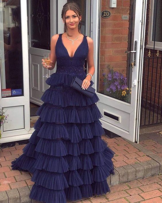 Dark Navy Prom Dresses,Ball Gown Real Made Formal Prom Dress    cg11371