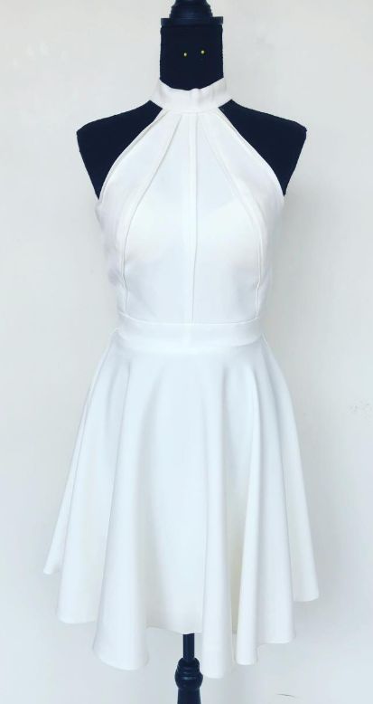 High Neck Short White Homecoming Dresses, 2019 Short Dresses Homecoming Dresses cg1150