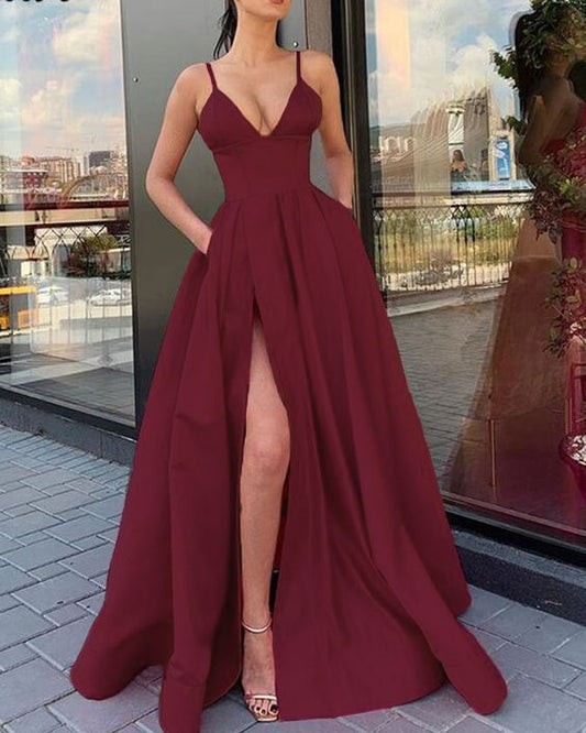 burgundy prom party dress for women   cg11832