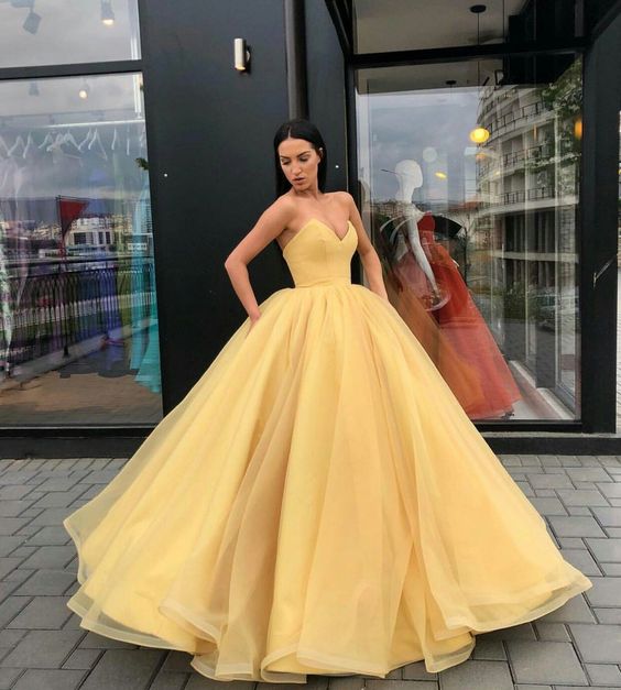 Yellow Ball Gown Prom Dress with Puffy Skirt cg1203