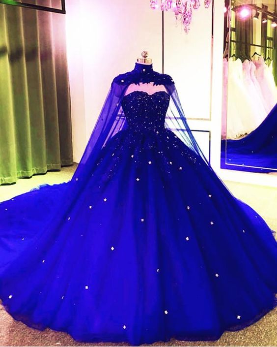 Tulle Ball Gown Wedding Dress With Cape Prom Dresses, Evening Dresses   cg12137