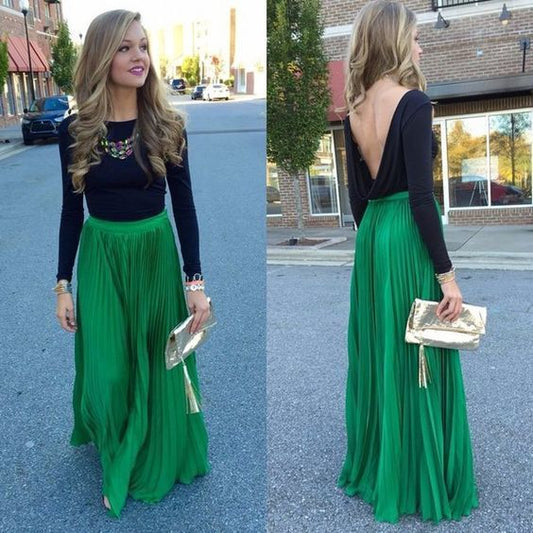 Long sleeves prom dress , open back prom dress   cg12216