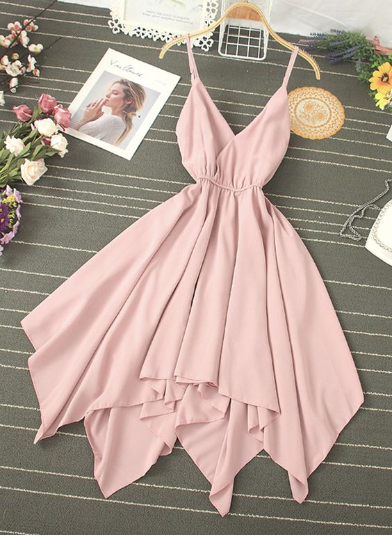 Homecoming Gowns Women's Dress A Line V Neck Chiffon Irregular Dress   cg12256