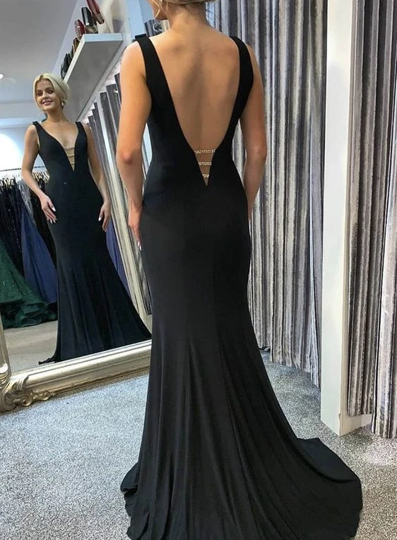 Black long prom dress mermaid evening dress   cg12520