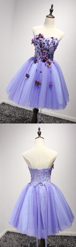 Lovely Purple Sweetheart Flowers Homecoming Dress   cg12872