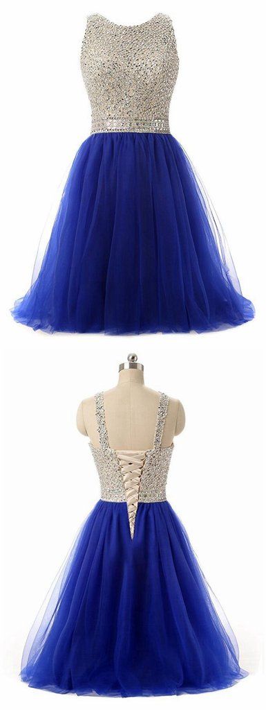 Royal Blue Beaded Top Homecoming Dress, Back To School Dresses ,Short homecoming Dress For Teens cg1303