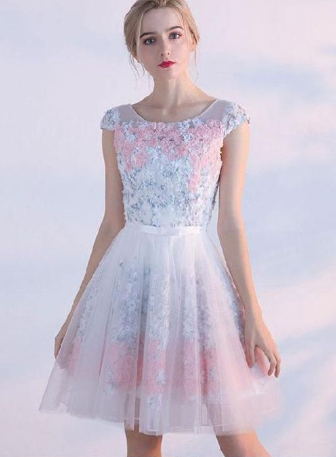Morden Cute homecoming Dresses, Cute A Line 3D Flower Short homecoming Dress, Homecoming Dress cg1313