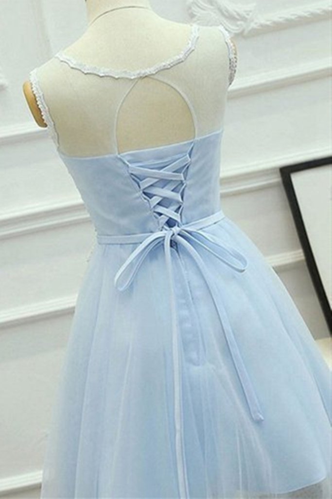 Short Blue Lace Formal Graduation Homecoming Dress   cg13185