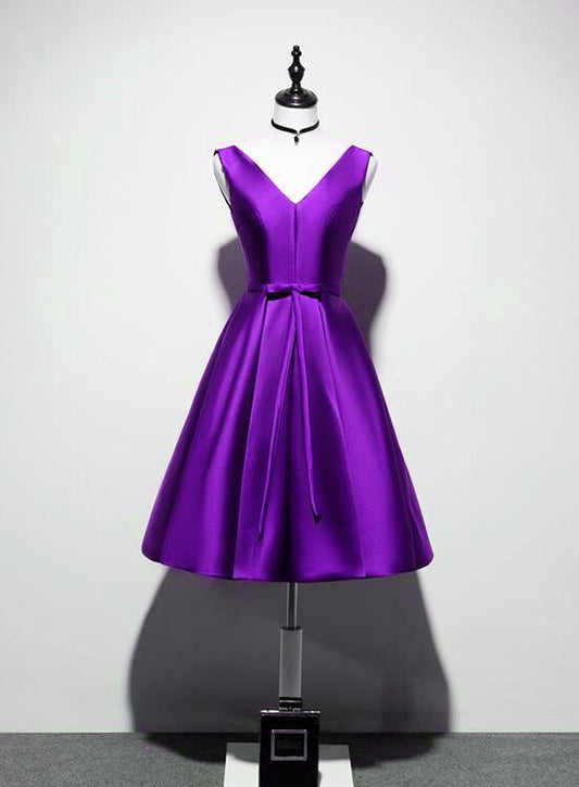 Purple Bridesmaid Dress Short Homecoming Dress   cg13444