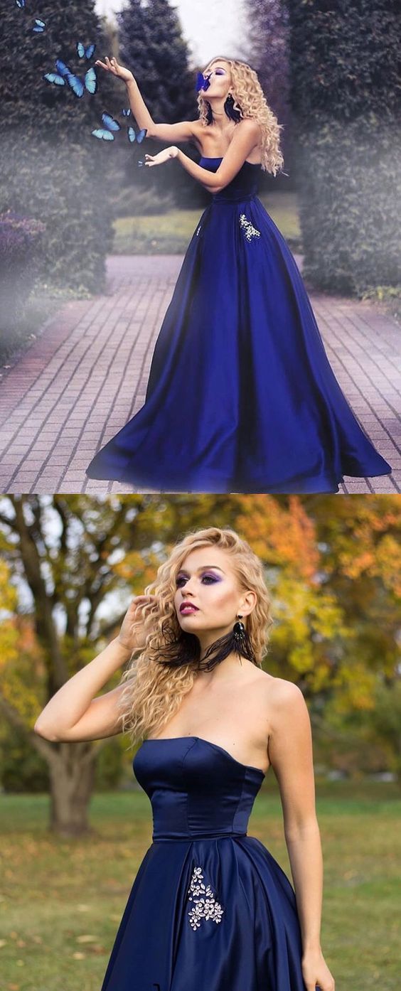 Long Strapless Prom Dresses with Crystal Beaded Pockets    cg12513