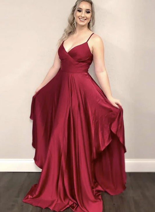 Burgundy A line irregular prom dress evening dress  cg13562