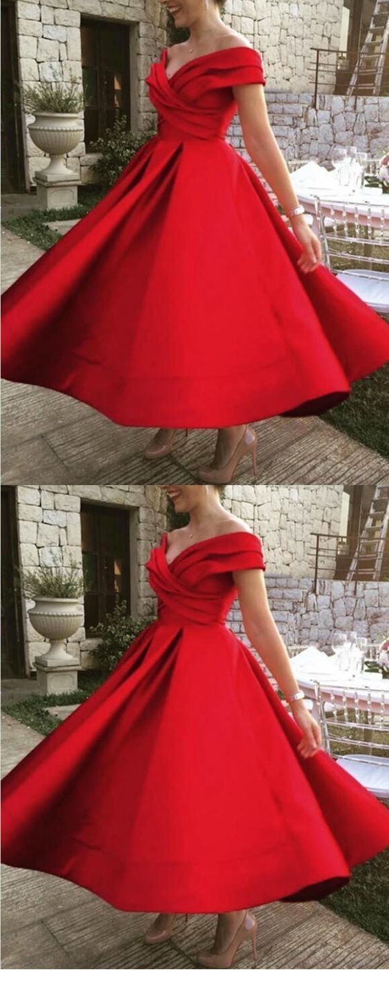 Off Shoulder Red Prom Dresses, Formal Women Evening Gown    cg13759