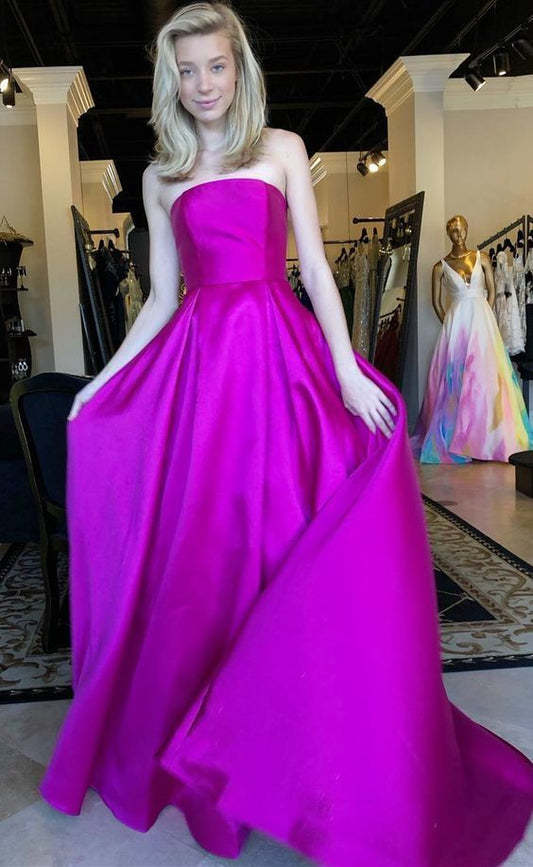 Strapless Fuchsia Long Ball Gown  Prom Dresses   cg13894