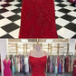 Red lace long prom dress, mermaid evening dress cg1396