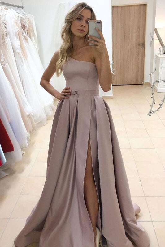 SIMPLE SATIN ONE SHOULDER LONG PROM DRESS FORMAL DRESS   cg14127