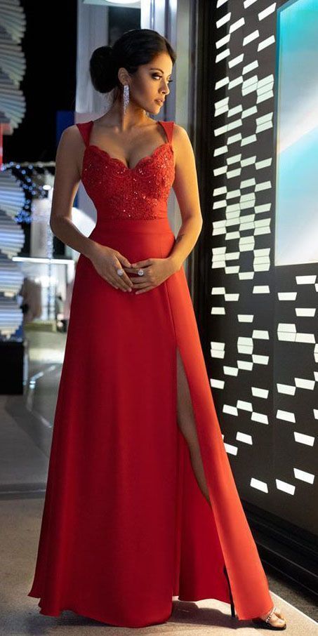 Charming A Line V Neck Sleeveless Long Prom Dress Split Applique Evening Dresses   cg14193