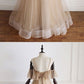 CHAMPAGNE TULLE OFF SHOULDER LONG PROM DRESS, CHAMPAGNE EVENING DRESS cg1423