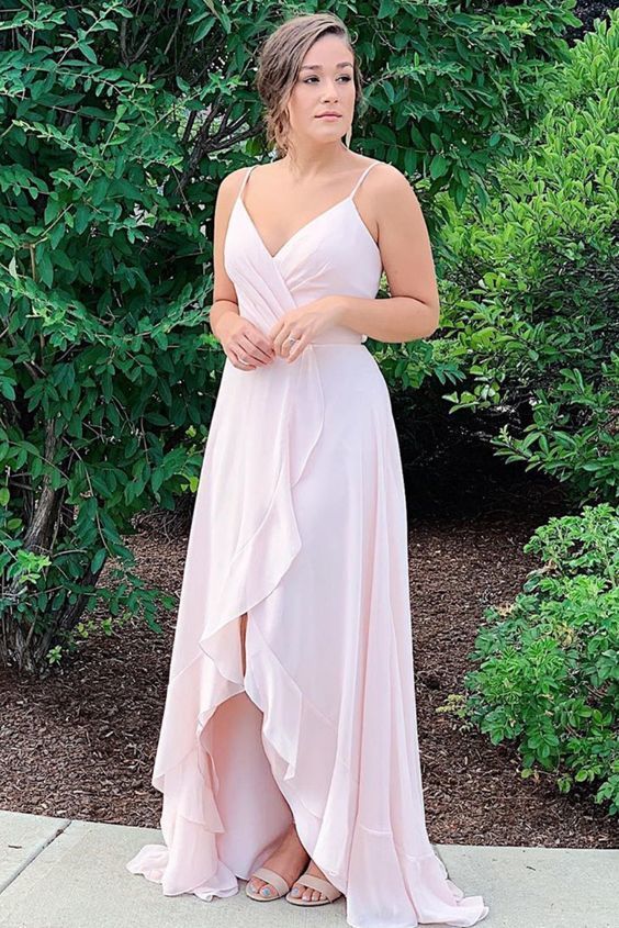 Straps Pink Long Prom Dress  cg14254