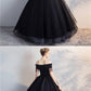 Black Off Shoulder Lace Applique Wedding Dresses,A Line Bridal Dresses cg1430