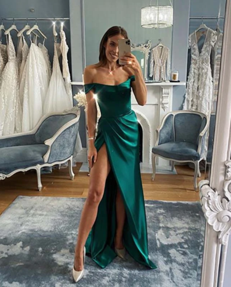 Sexy Leg Slit Emerald Green Evening Dress New prom dress   cg14400