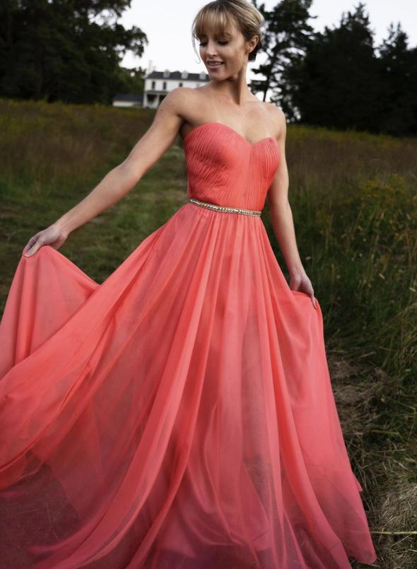Red chiffon long prom dress simple evening dress   cg14563