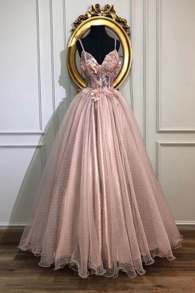 Pink Tulle Sweetheart Long prom Dress, Pink Customize Evening Dress   cg14626