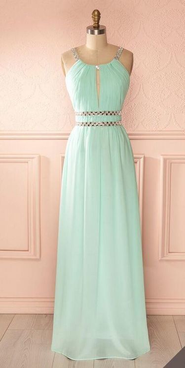 Halter Ruched Keyhole Beaded Chiffon Floor-Length Prom Dress   cg14694