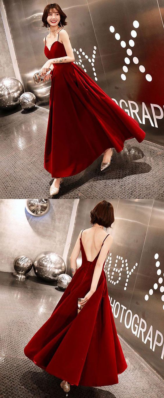 Burgundy sweetheart tea length prom dress, burgundy bridesmaid dress   cg14750