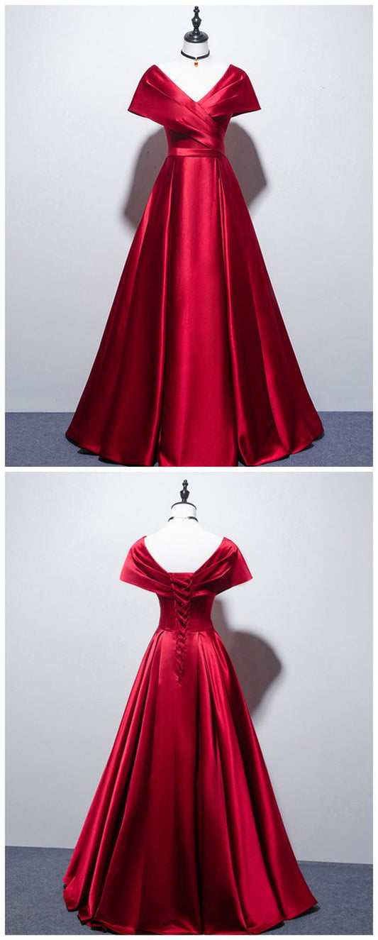 Long Prom Dress Satin Bridesmaid Dress,Burgundy Bridesmaid Dress   cg14752