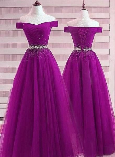 Beautiful Purple Beaded Sweetheart A-line Prom Dress, Long Party Dress   cg14884