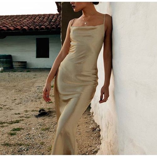 Club Party Gold Dress Women Dress Long Spaghetti Strap Backless Sexy Long Dresses Bodycon Dress  Prom Dress   cg14887