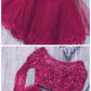 Two Piece Long Sleeves Tulle Short Homecoming Dress with Lace Beads cg1507