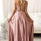 PINK LACE LONG PROM DRESS TWO PIECES EVENING DRESS   cg15253